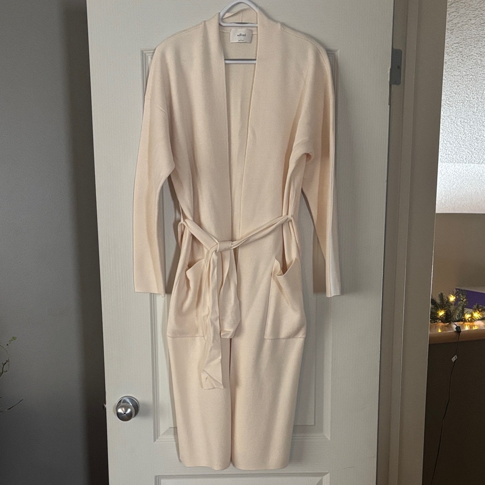 Aritzia Soft Cream Belted Cardigan